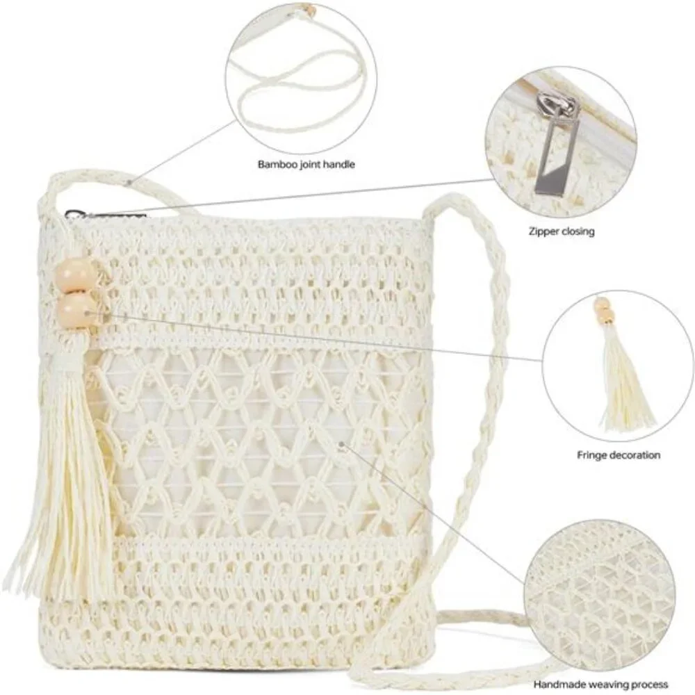 Women Small Beach Straw Purse For Women:‎ Straw Bags Crossbody Shoulder Handbags